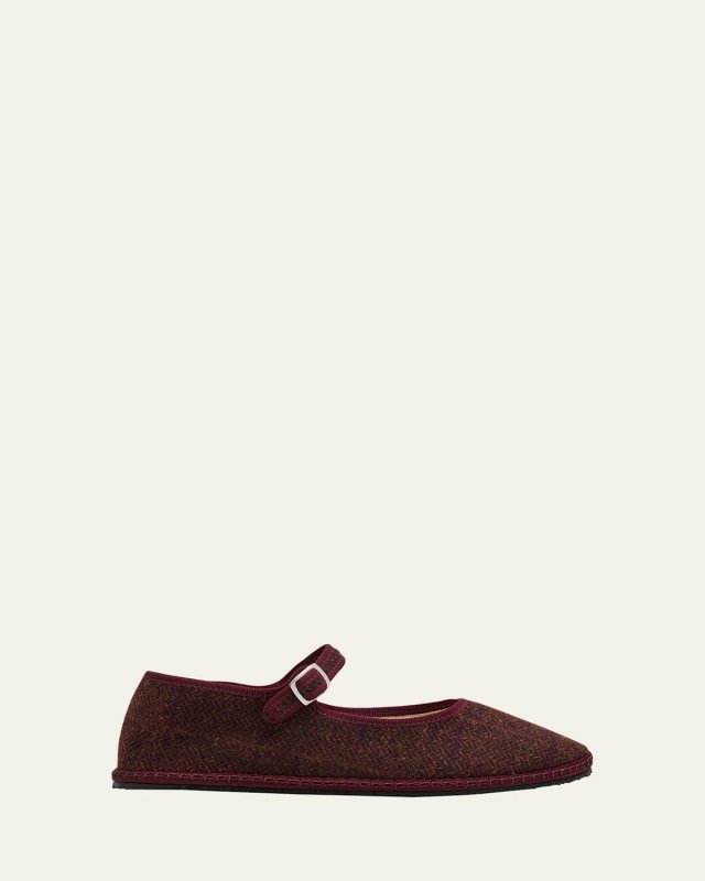 Mary Jane Wool-Blend Flats